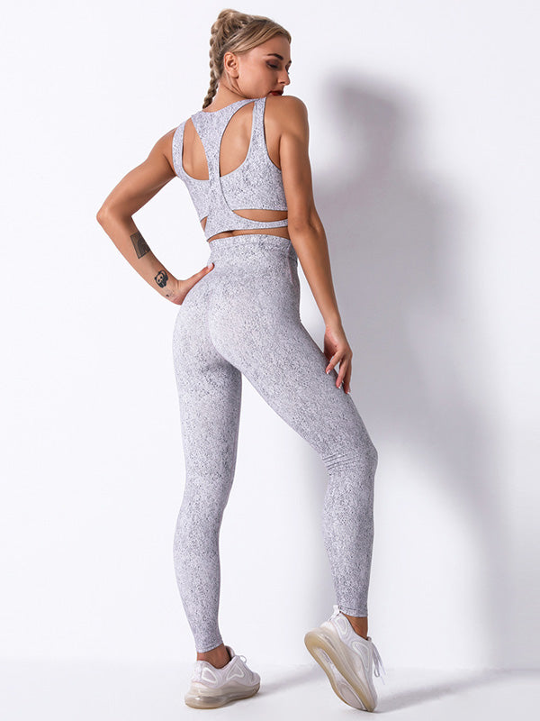 Printing  Mdriff Baring Tight Fitting Gym Suit