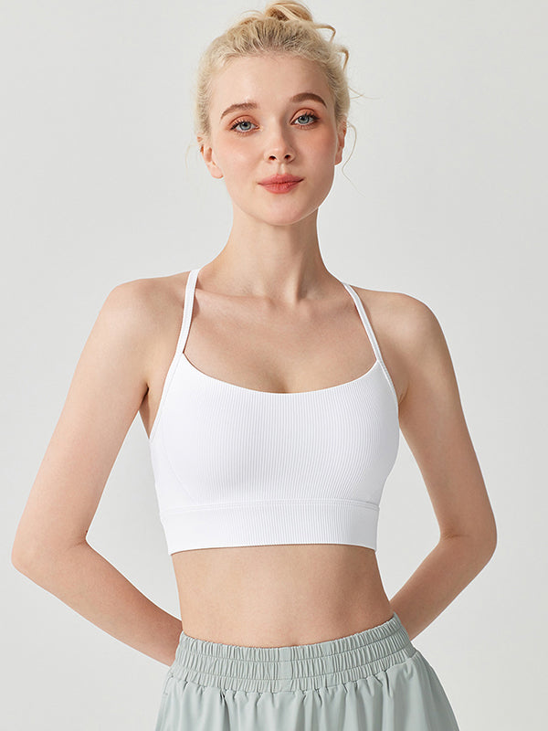 Wrap Hollow Solid Color Sports Bra