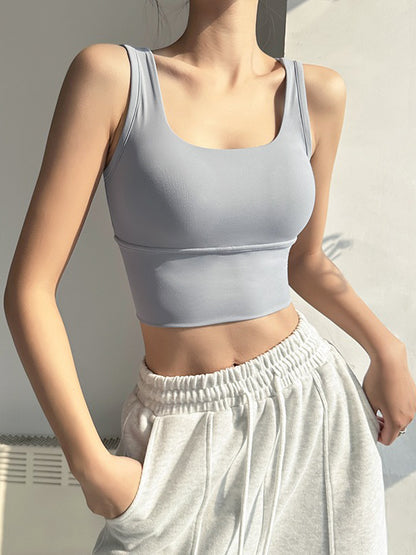 Wrap Back Cross Hollow Square-Neck Sports Bra