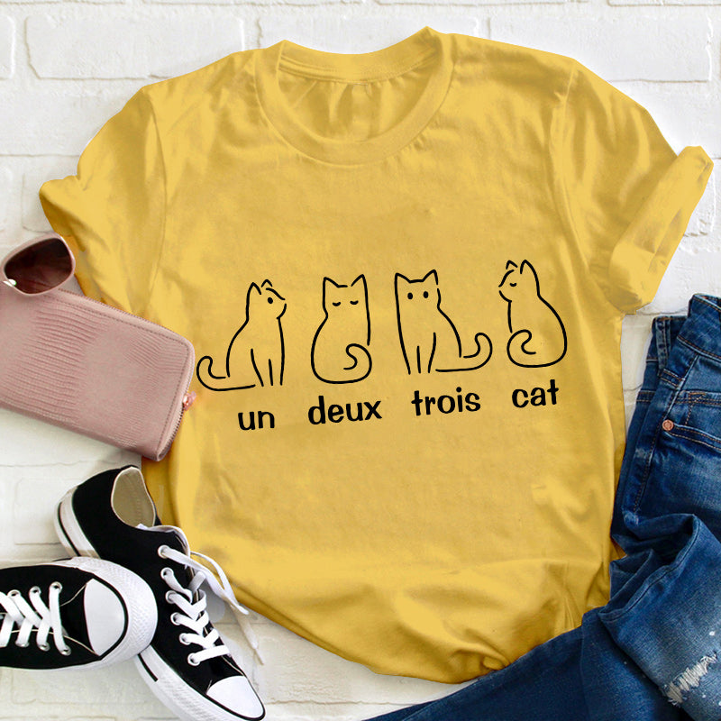 Un Deux Trois Cat French Teacher T-Shirt