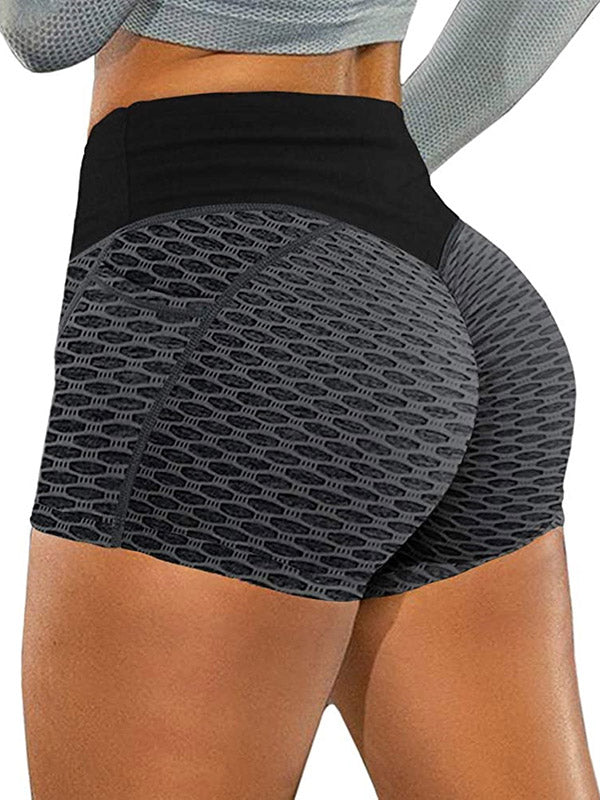 Solid Color High-Waisted Hip Lift Tight Sports Shorts