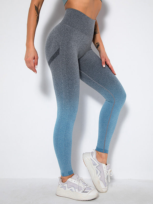 Seamless Gradient Hips-Lift Running Sport Leggings