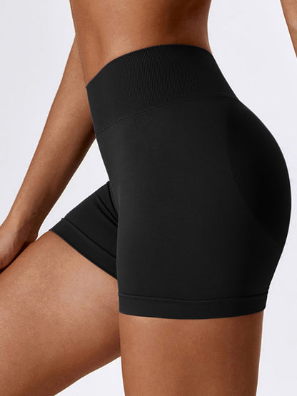 Wrap Solid Color Seamless Tummy Lifting Sports Shorts