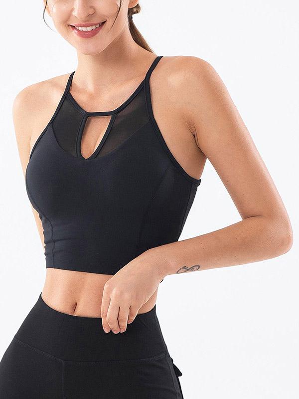 Sexy Solid Spaghetti-Neck Breathable Sports Bra