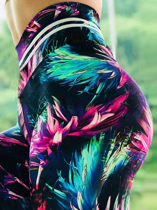 Leaves Print Empire Tight  Yoga Athletic Leggings