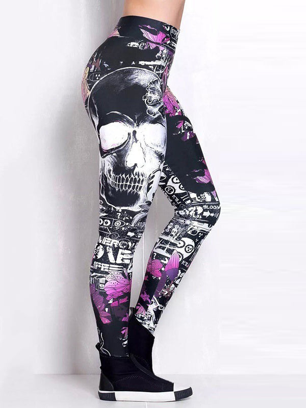 Skinny Skull Print Yoga Bottoms Leggings