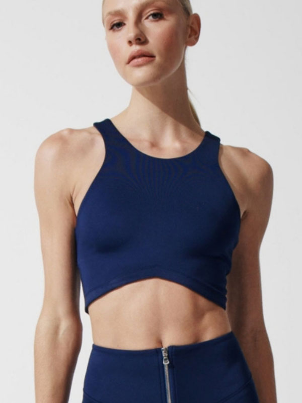 High-Low Skinny Solid Color Spaghetti-Neck Sports Bra