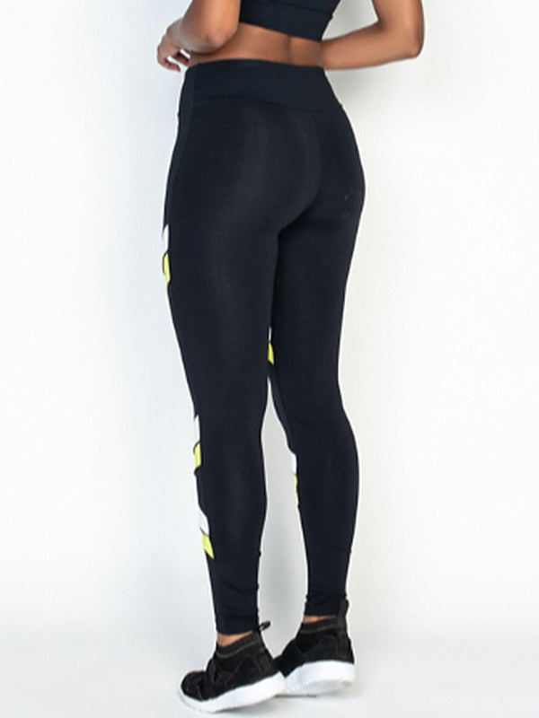 Contrast Color Casual High-Waisted Fitness Leggings