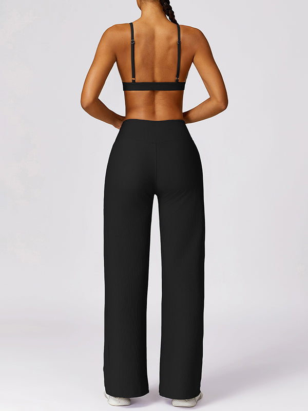 Loose Wrap High-Waisted Solid Color Athletic Pants