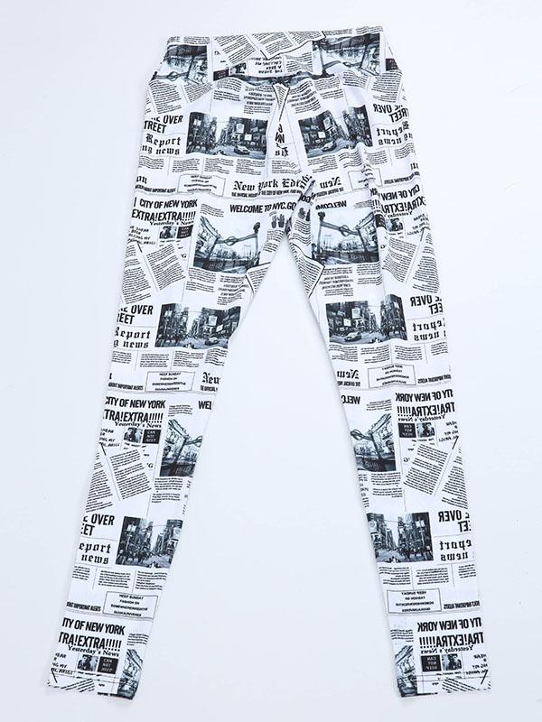 Newspaper Printed Yoga Ninth Leggings