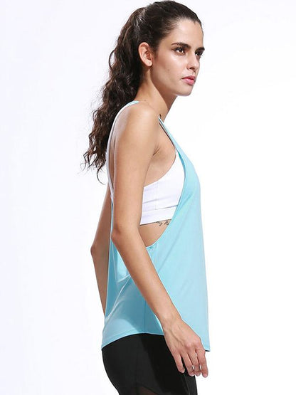 Wrap Solid Color Back Cross Quick Dry Sports Tanks