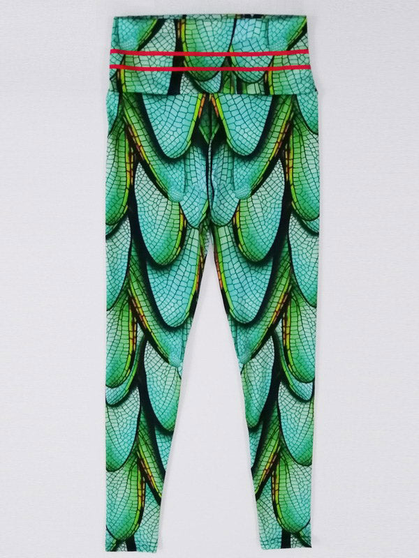 Green Wings High-Waisted Hip Lift Stretch Yoga Leggings