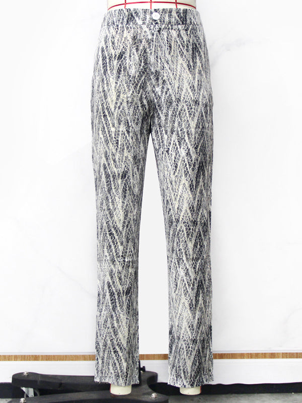 Skinny Wrap Buttoned High-Waisted Printed Casual Pants Bottoms