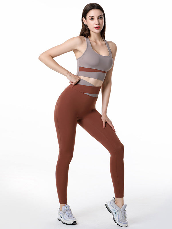 Contrast Color Bra&Leggings Suits