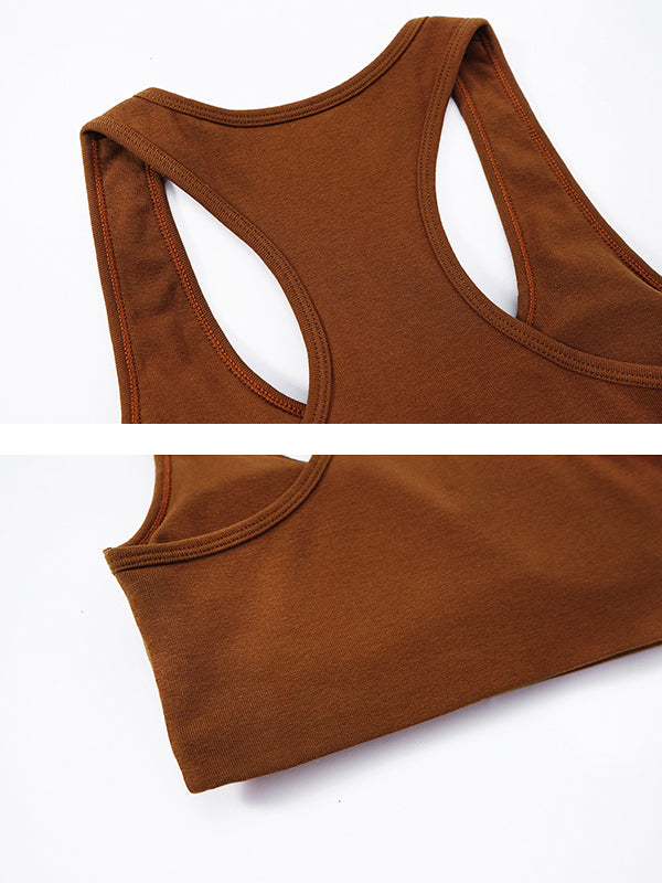 Skinny Hollow Solid Color U-Neck Sports Bra