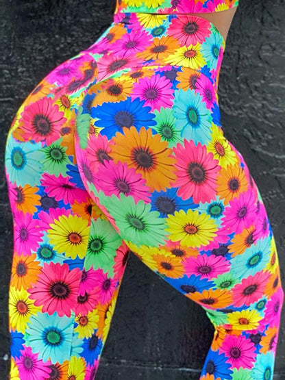 Skinny Leg Floral Printed High-Waisted Leggings