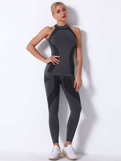 Seamless Knitting Camo Paneled Breathable  Gym Suit