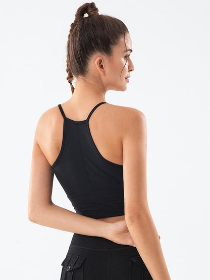 Sexy Solid Spaghetti-Neck Breathable Sports Bra