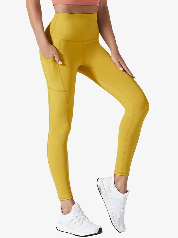 High-Waisted Pockets Wrap Solid Color Leggings