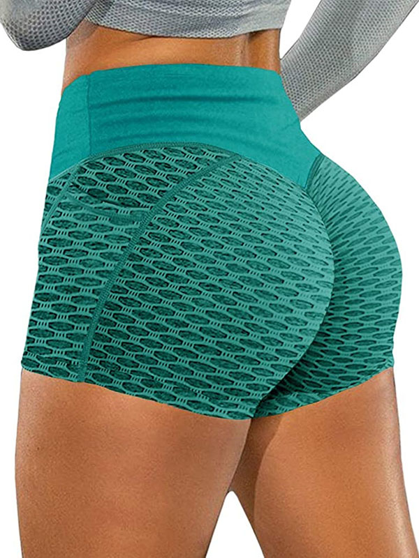 Solid Color High-Waisted Hip Lift Tight Sports Shorts