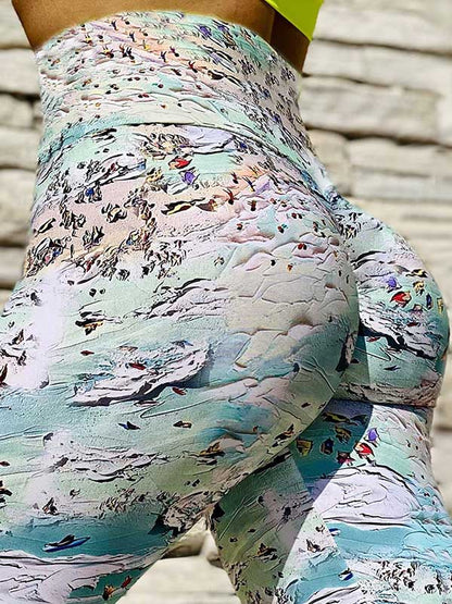 Ocean Printed High-Waisted Flexible Gym Legging