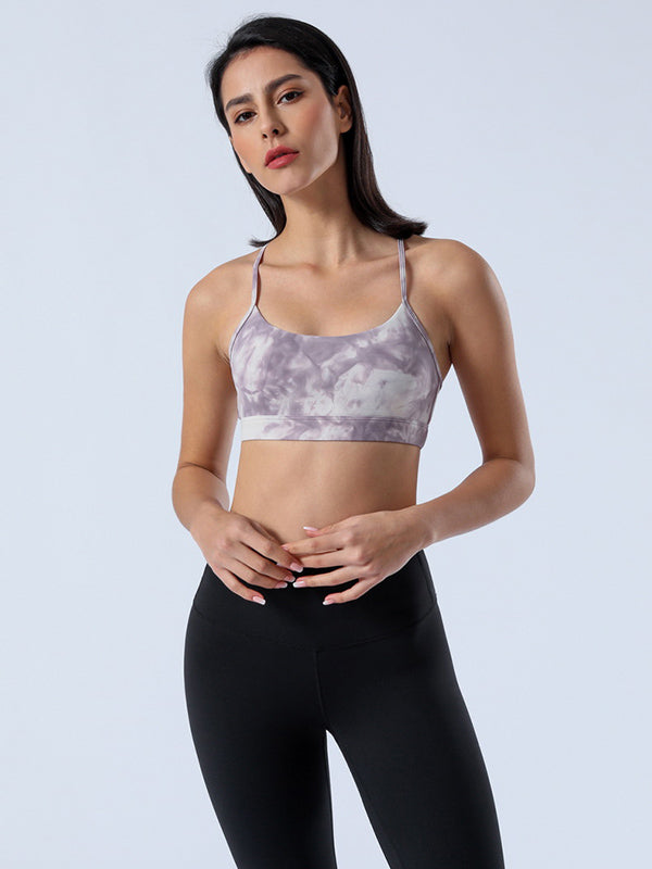 Narrow Strap Tie-Dyed Breathable Sports Bra