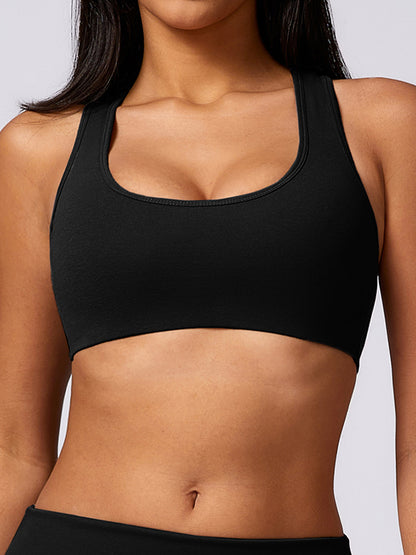 Skinny Hollow Solid Color U-Neck Sports Bra