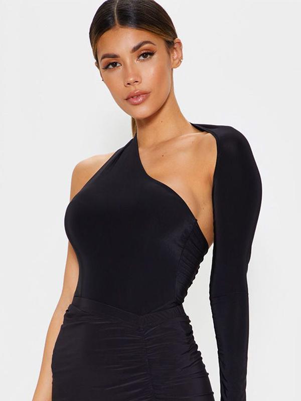 Sexy Solid Color Wrap Backless Bodysuits