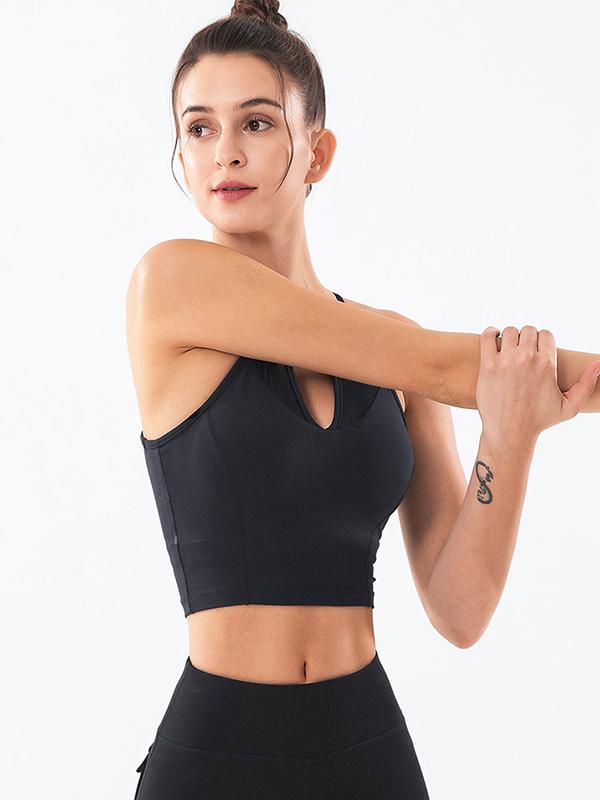 Sexy Solid Spaghetti-Neck Breathable Sports Bra