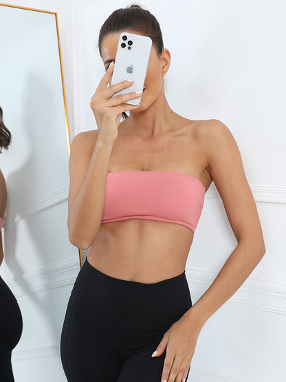 Solid Color Strapless  Sports Bra