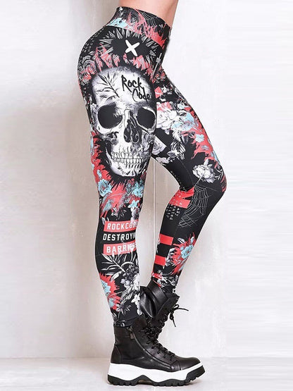 Skinny Skull Print Yoga Bottoms Leggings