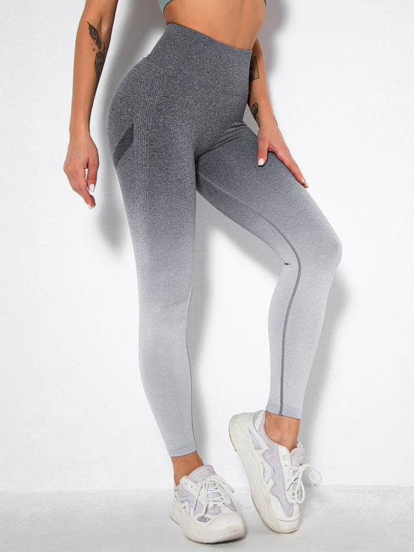 Seamless Gradient Hips-Lift Running Sport Leggings