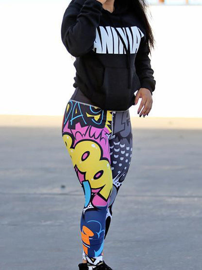 Skinny Leg Wrap High-Waisted Letter Print Leggings