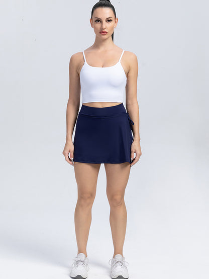 Solid Color Culottes Lace Up Sports Mini Dress