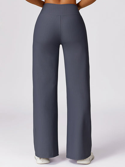 Loose Wrap High-Waisted Solid Color Athletic Pants