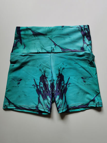 Skinny Leg Wrap High-Waisted Tie-Dyed Shorts