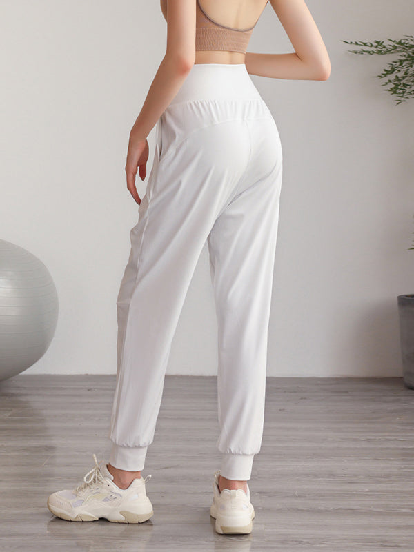 Loose High-Waisted Pockets Solid Color Athletic Pants