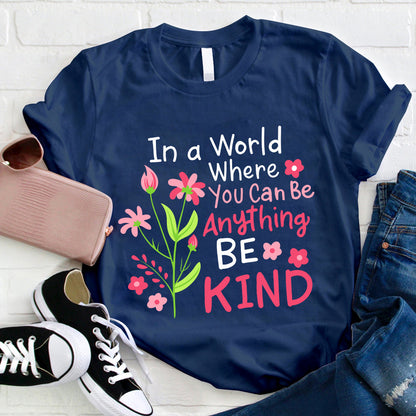 Be Kind Pink Flower Teacher T-Shirt