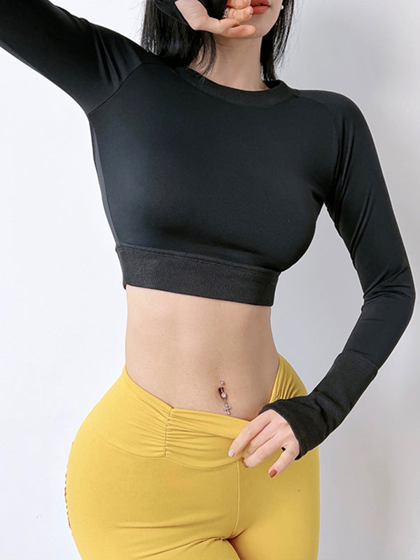 Sexy Back Cut Out Long Sleeves Tees