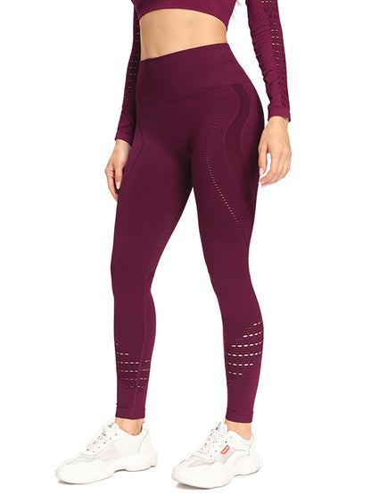 Solid Color Hollow Skinny Leg Yoga Leggings