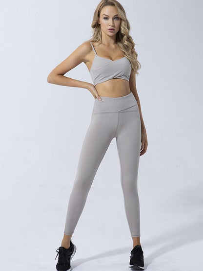 Solid Color High-Waisted Bra&Leggings Yoga Suits