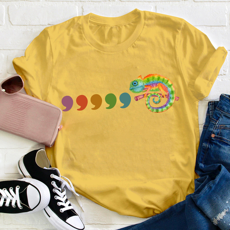 Comma Comma Chameleon Teacher T-Shirt
