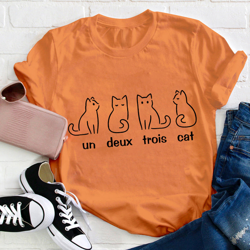 Un Deux Trois Cat French Teacher T-Shirt