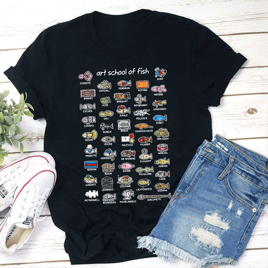 Art School Of Fish Teacher T-Shirt