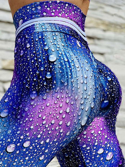 Casual Raindrop Printed High Waisted Yoga Leggings