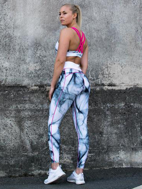 Butt-Lift Printed Wrap Yoga Leggings