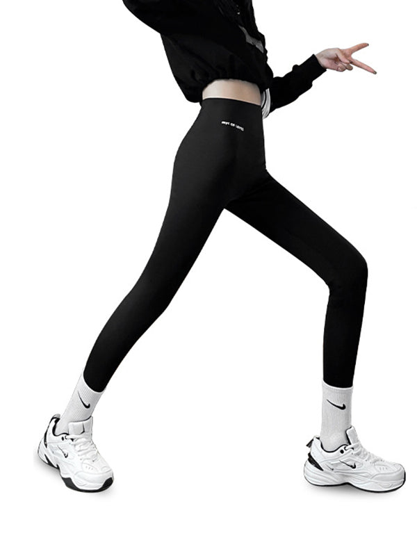 Casual Skinny Leg Keep Warm Solid Color Leggings