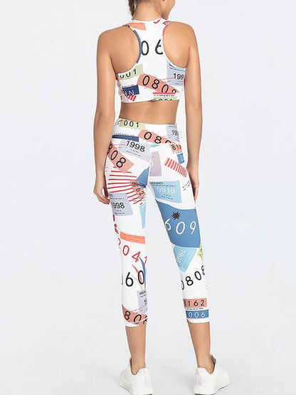 Printed Contract Color Sports Tanks Yoga Suits