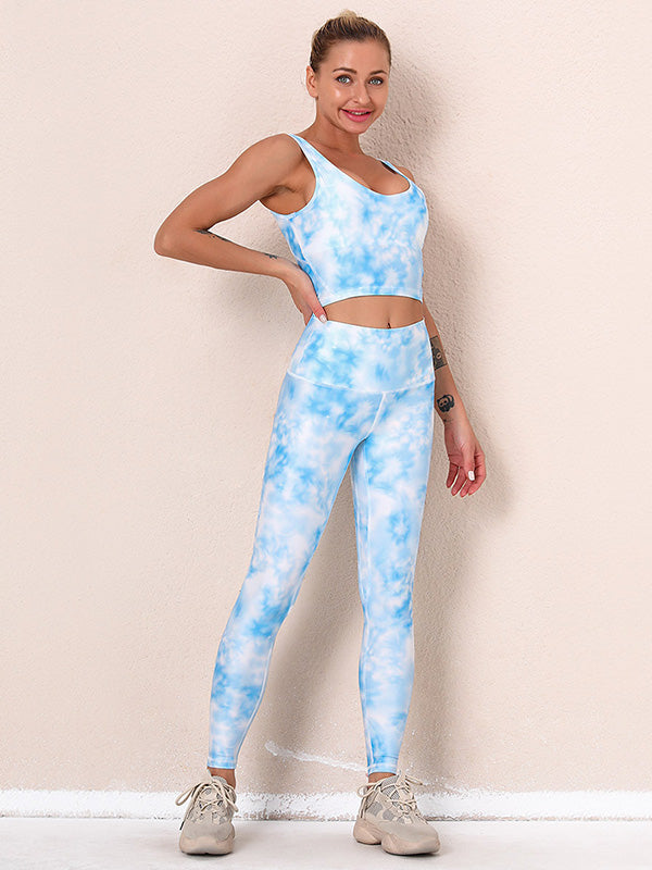 Tie-Dyed Top Bra&Legging Fitness Suits