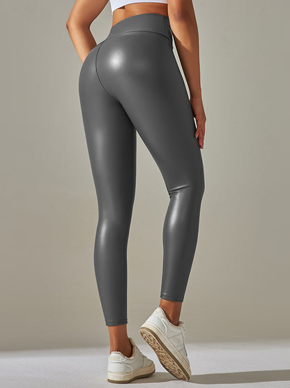 Skinny Wrap High-Waisted Solid Color Leggings